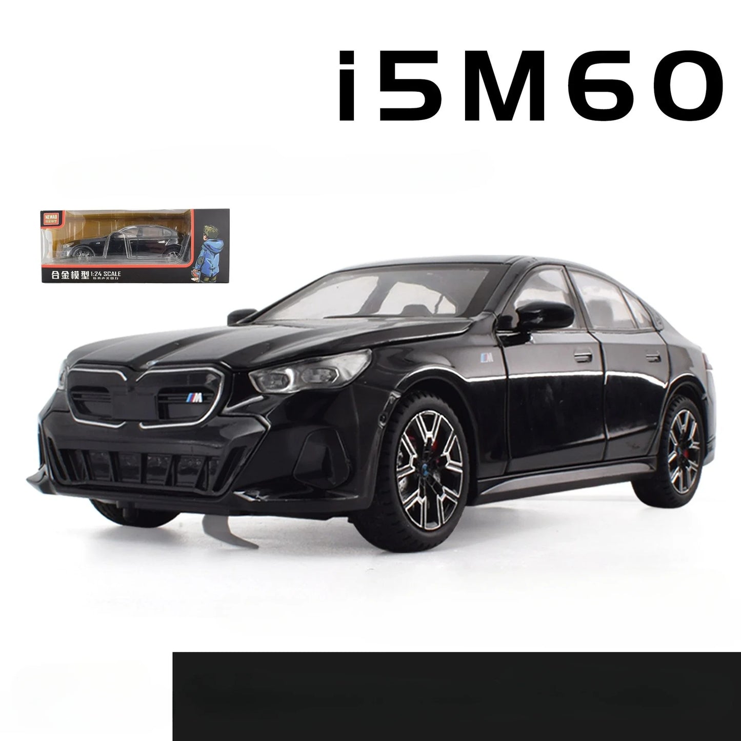 1:24 BMW I5 M60 Alloy Diecast Model Car Die Casting Children's Toy Car Birthday Gift For Boy Present Hobby Collect