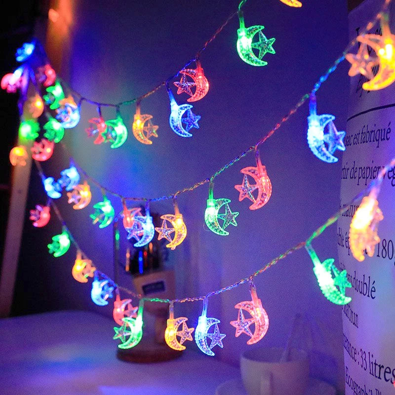 Eid Mubarak String Lights Star Moon LED Light String Ramadan Party Supplies Islamic Muslim Decoration For Home Light Lamp