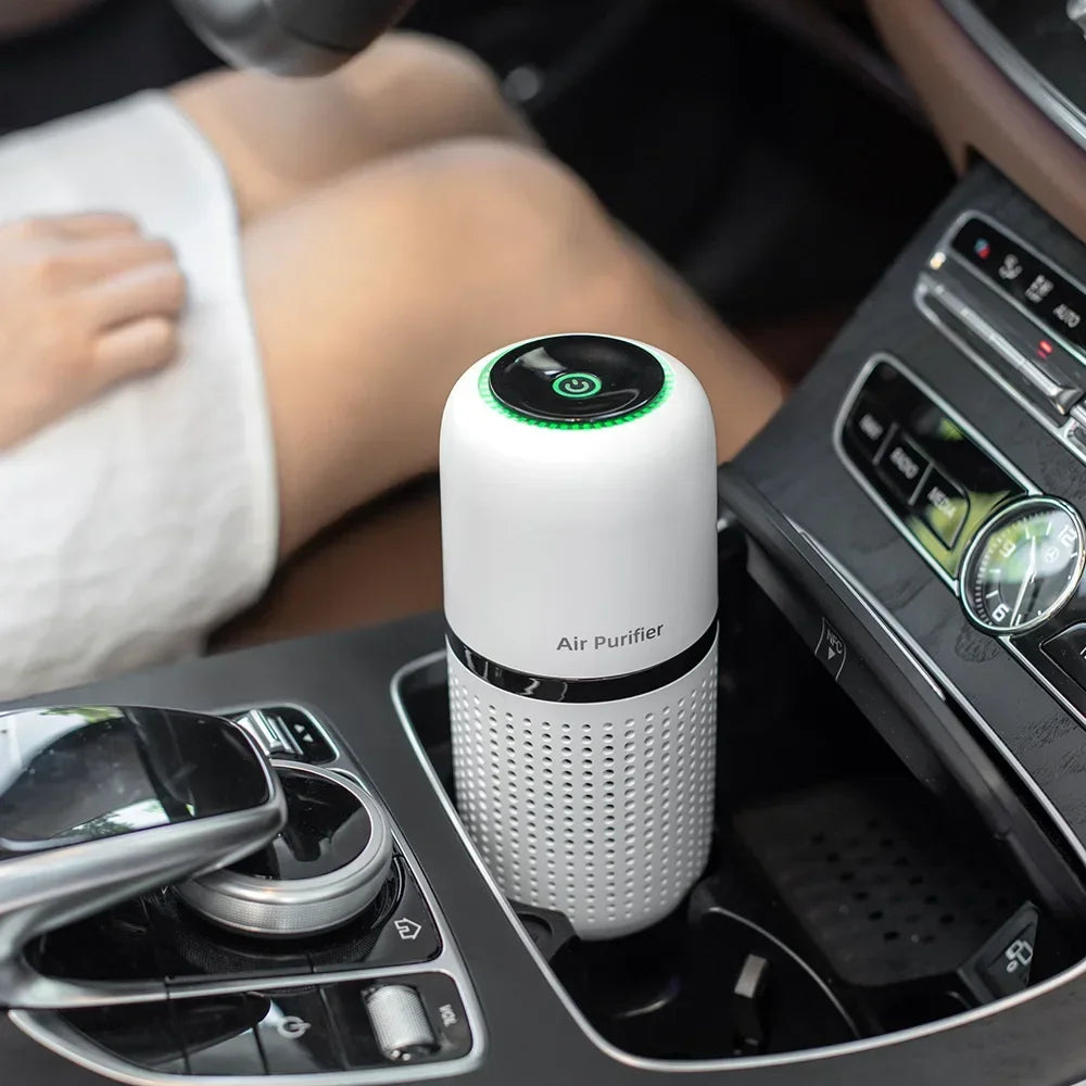 Portable Car Air Purifier USB Rechargeable Fresh Air Negative Ion Cleaner Oxygen Removes PM2.5 Smoke Odors Ionizer Cleaner