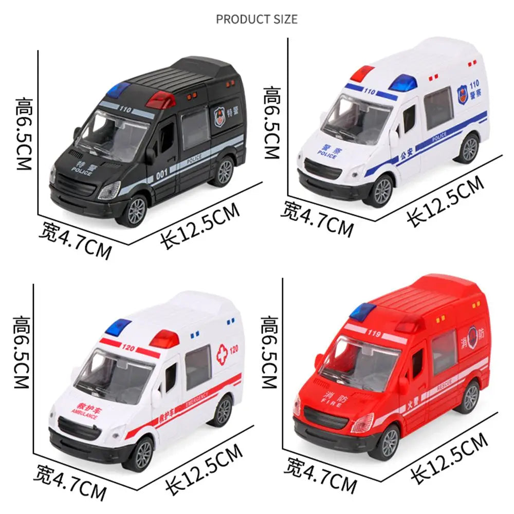 ABS Drop-resistant Police Car Fire Truck Ambulance Toy Smooth Surface Openable Door No Battery Required Coasting Model