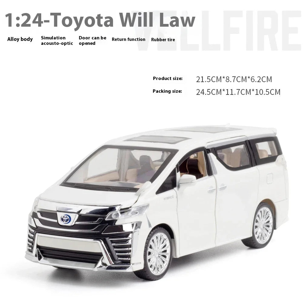 1:24 TOYOTA Vellfire MPV Alloy Car Model Diecasts Metal Toy Model Trendy Ornaments Interior Decorations Kids Toys Gift For Boy