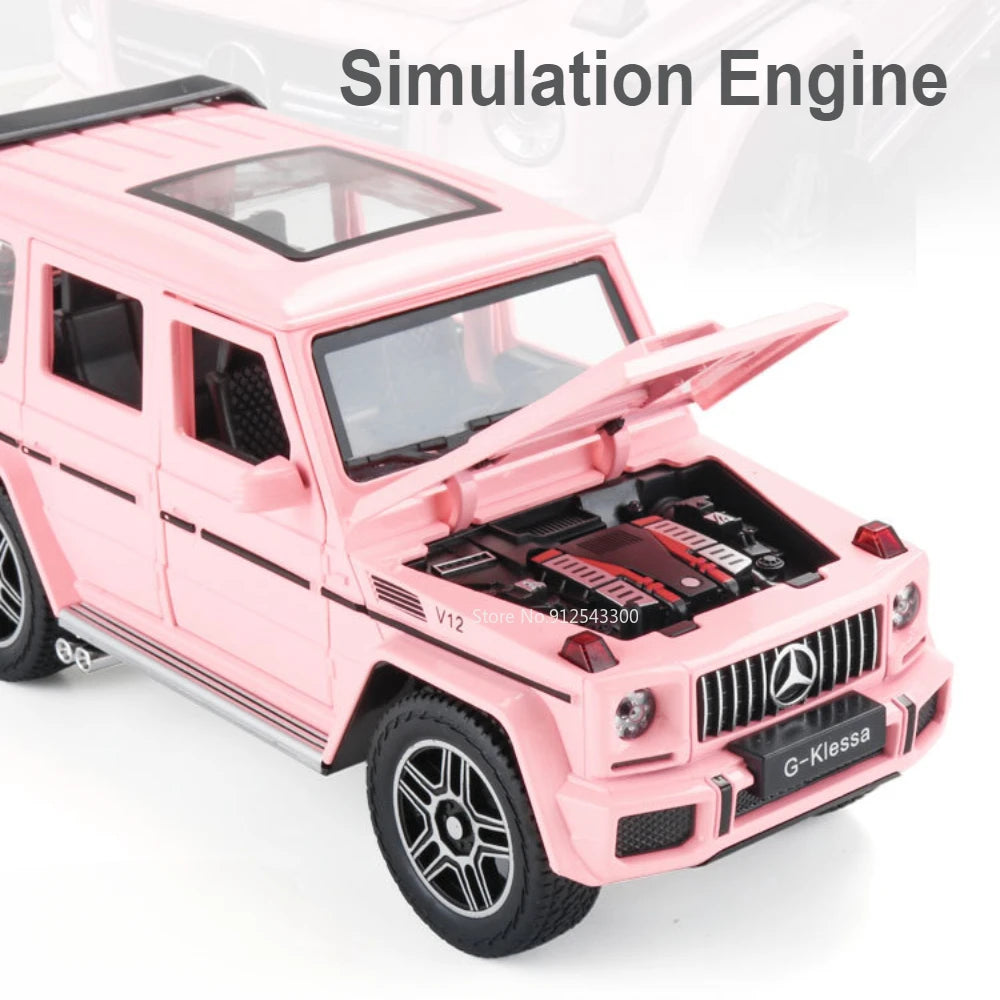 1:24 Mercedes-Benz AMG G63 Car Model Toy Metal Diecast Off-road Vehicle Models Ornaments Sound Light Pull Back Toys Collection