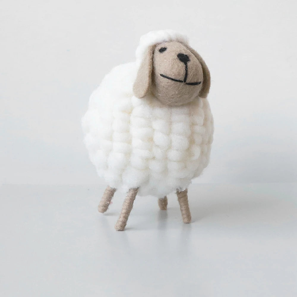 Cartoon Sheep Wool Felt Lamb Mini Table Ornament  For Home Furnishings Desktop Decor Birthday Party Festival Gift