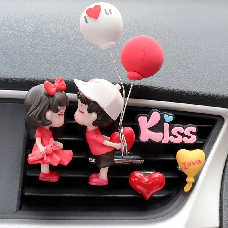 Cute Lovers In-vehicle 3D Ornament Valentine's Day Gift Desktop Home Decor Resin Couples Figurine Decoration Office Bedroom