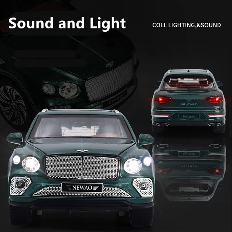 1:24 Bentayga SUV Alloy Luxy Car Model Diecast Metal Toy Vehicles Car Model High Simulation Sound and Light Collection Kids Gift