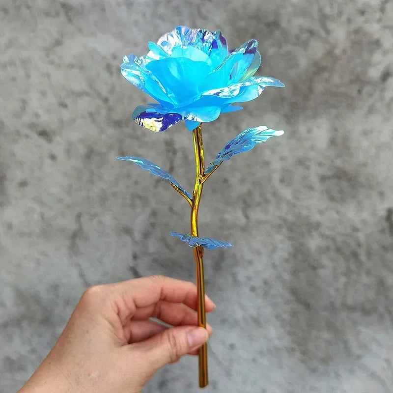 1pc Golden Foil Rose Galaxy Rose Artificial Rose Flower Gift for Mothers Day Valentine Day Birthday Gift Simulation Flower