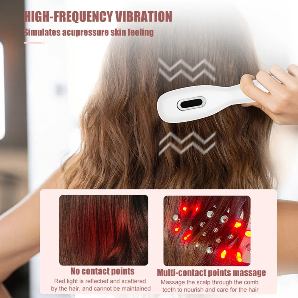 Electric Massage Comb Scalp Applicator Essence Oil Applicator Massage Comb Blue & Red Light Hair Comb Head Massage Device Comb