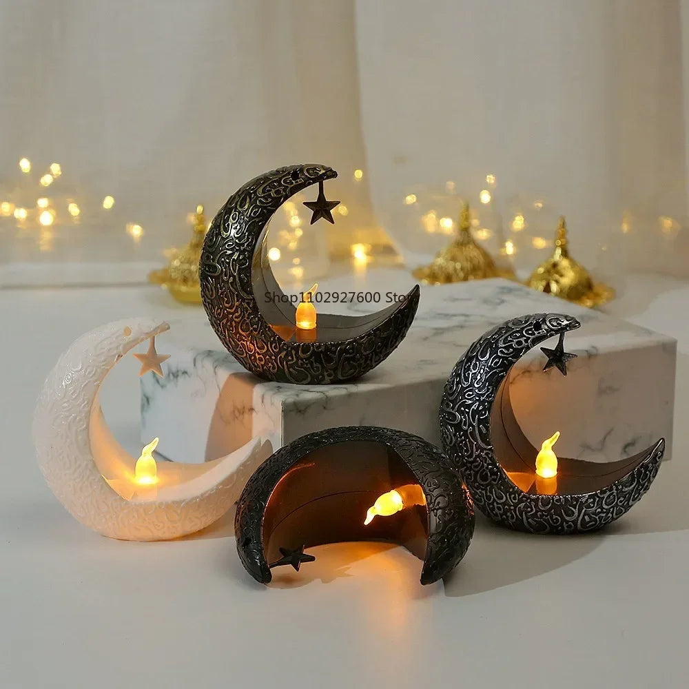 2025 Ramadan Decoration Star Moon LED Candlestick Lamp for Ramadan Kareem Islamic Muslim Home Decor Lamp Eid Mubarak Party Gifts