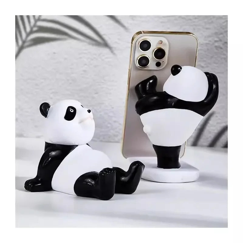 Panda Figurines Desktop Phone Holder Stand Mobile Phone Support Ornaments Office Desk Ornaments Small Car Interior Decoration