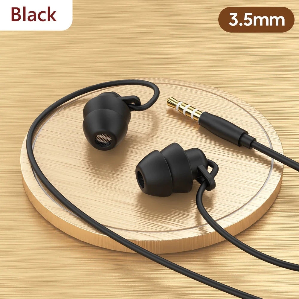 OLAF Silicone In-ear 3.5mm Jack Wired Earphones Handsfree Sleep Headphones With Cable Earbuds In-line Control Headset With Mic