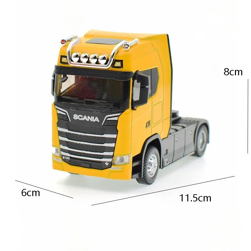 1:50 SCANIA Diecast Metal Model Toy Container truck Pull Back With Sound & Light Trailer Car Toys Xmas Gifts