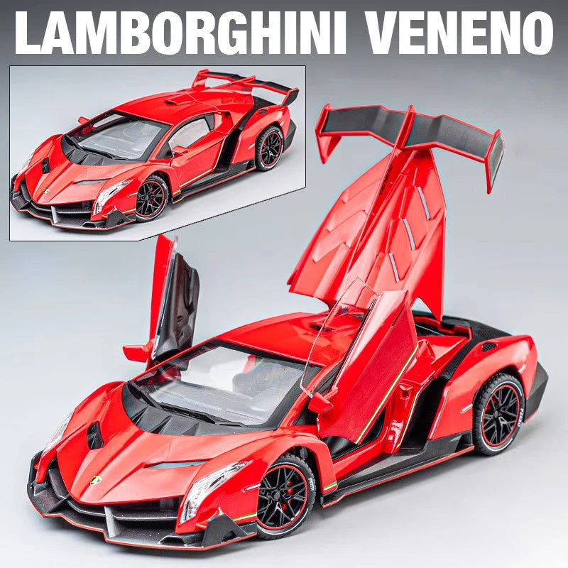 1:24 Lamborghinis Veneno Supercar Alloy Cast Toy Car Model Sound and Light Children's Toy Collectibles Birthday gift