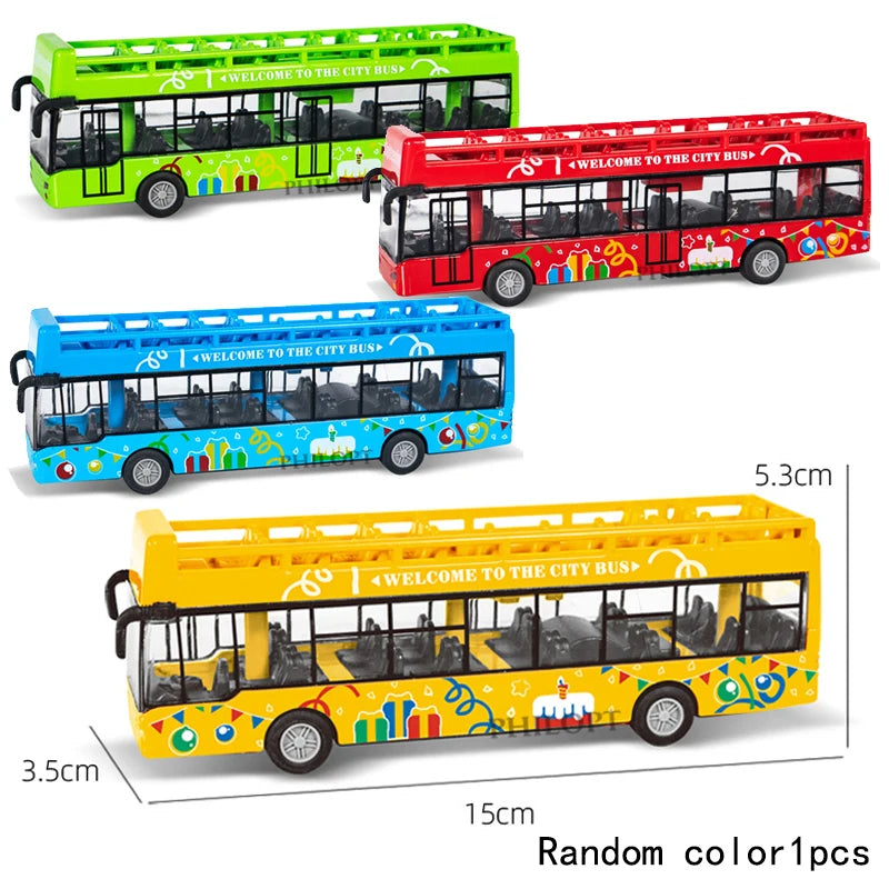 High Simulation Toy Car Model Diecast Plastic Pull-Back Bus Inertia Car City Tour Bus ABS Car Model Toys Gifts For Children Kids