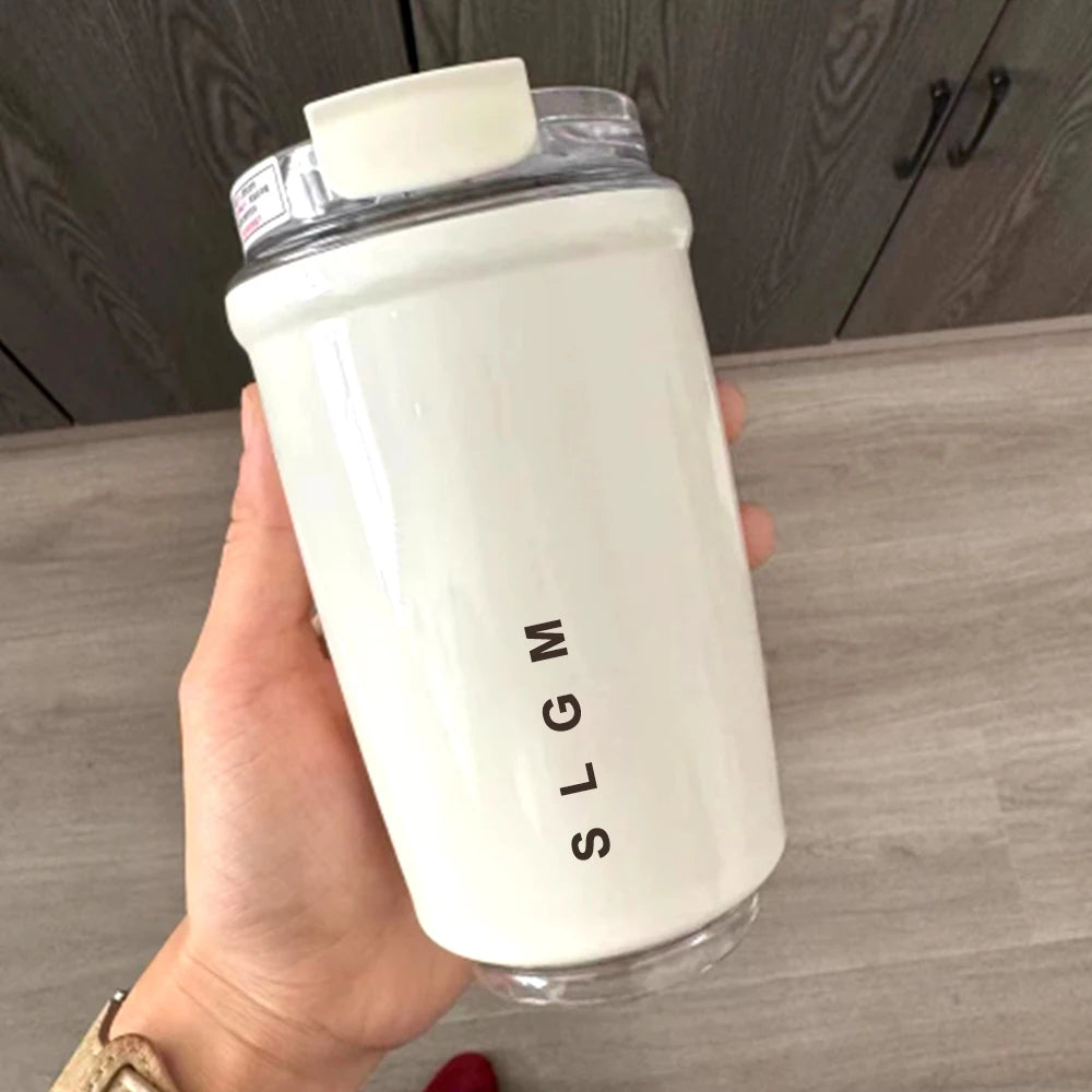 340ml Tumbler Thermos Cup Milky White Coffee Mug Car Insulated Water Bottle Travel Stainless Steel Vacuum Flasks Drinking Kettle