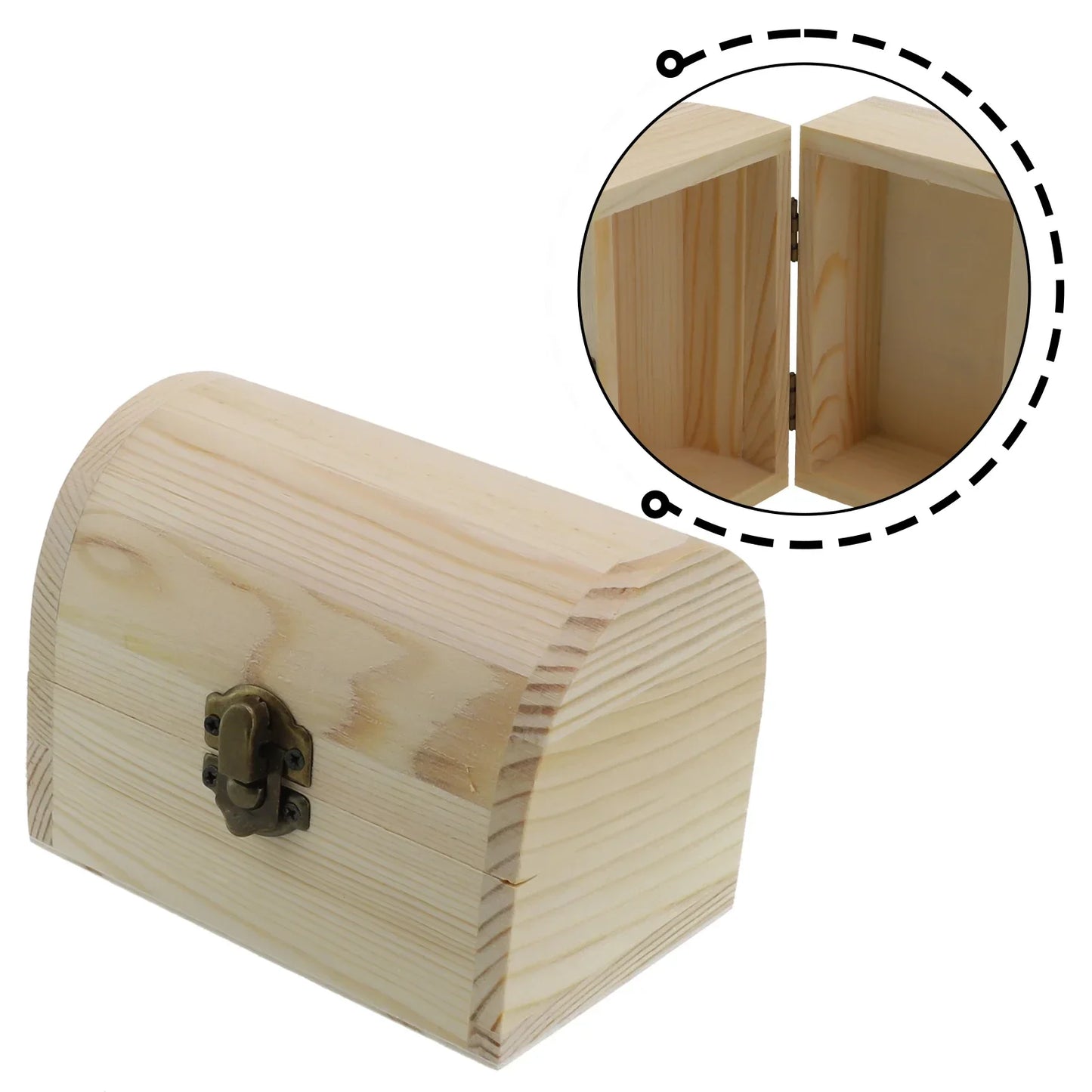 Decorate Wooden Box Trinket Craft Keepsake Pine Plain Small/Large Storage Wedding Wooden Arched Hinged Practical