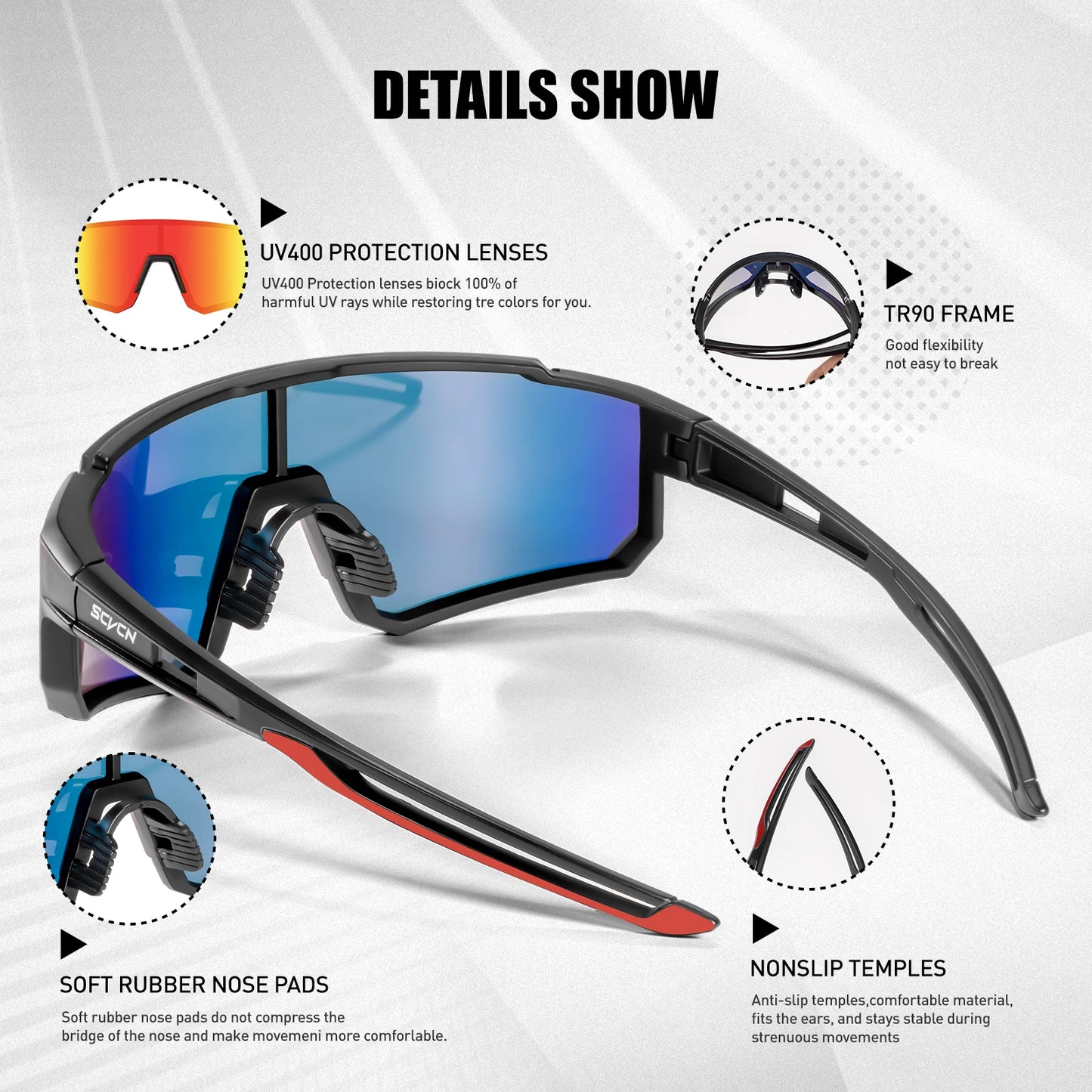 SCVCN New Outdoor Cycling Sunglasses Men Road Driving Bike Glasses  Sports Mountain Climbing Women Bicycle Cycling UV400 Goggles