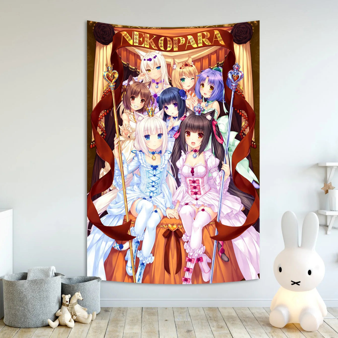 Anime Nekoparas Wall Tapestry Kawaii Background Cloth Wall Decoration Psychedelic Girls' Dormitory Pink Room Banner