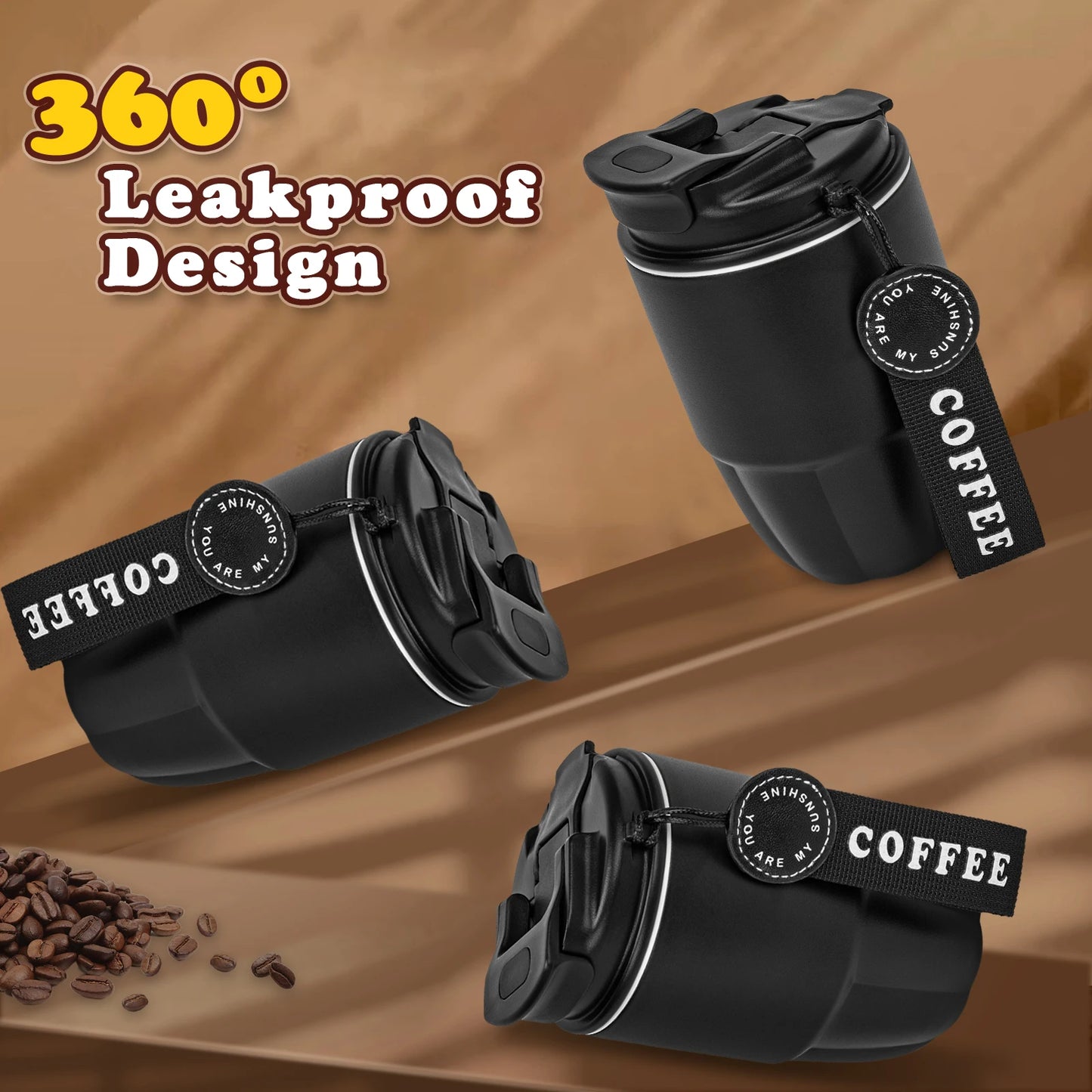 320ML Travel Coffee Mug Car Insulated Cup Stainless Steel Portable Thermal Mug Leak-Proof Thermos Bottle Tea Cup Vacuum Flasks