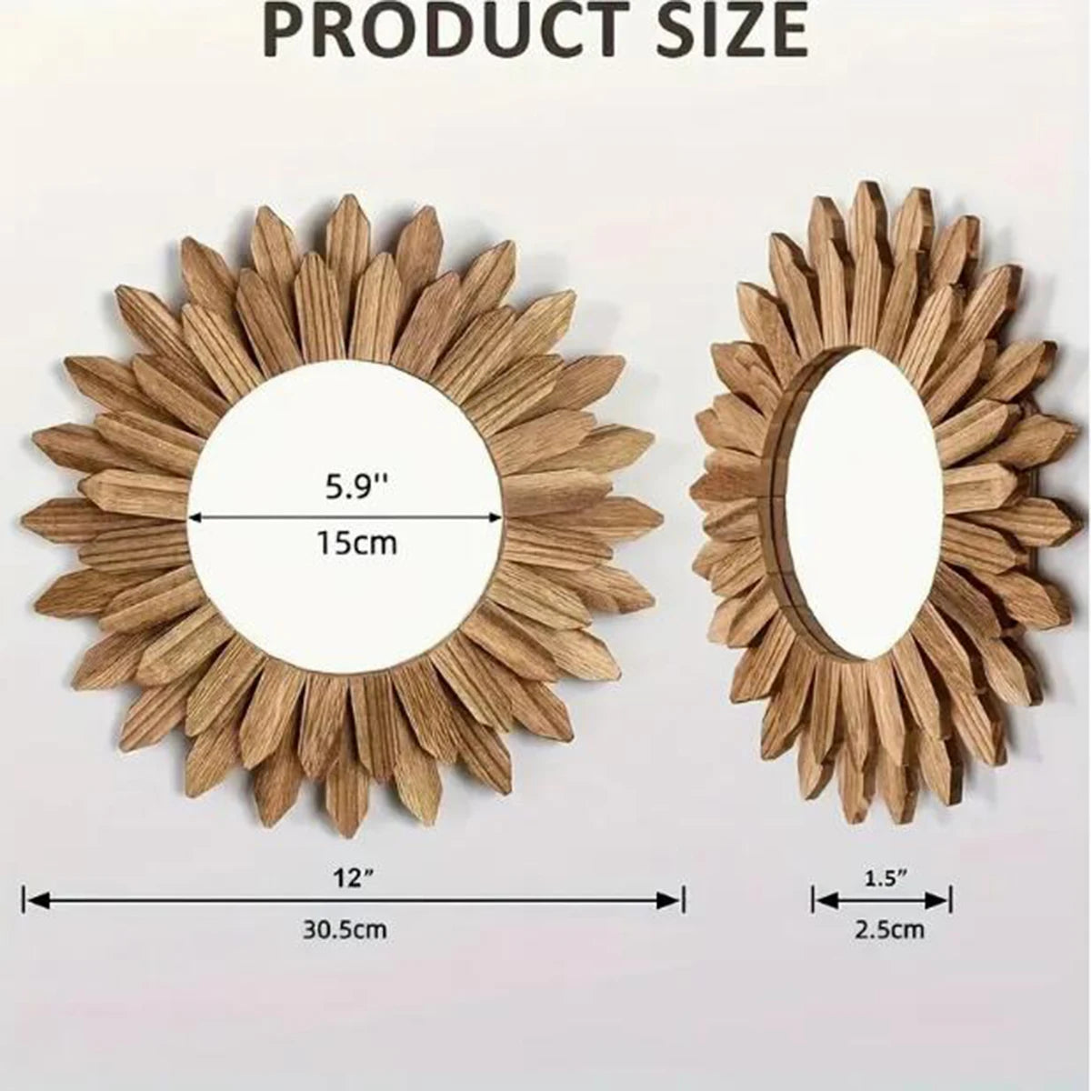 1pcs A Sunflower Style Mirror, Wall Mounted Mirror, Wooden Decorative Mirror, Entrance Bedroom And Living Room Wall Mirror