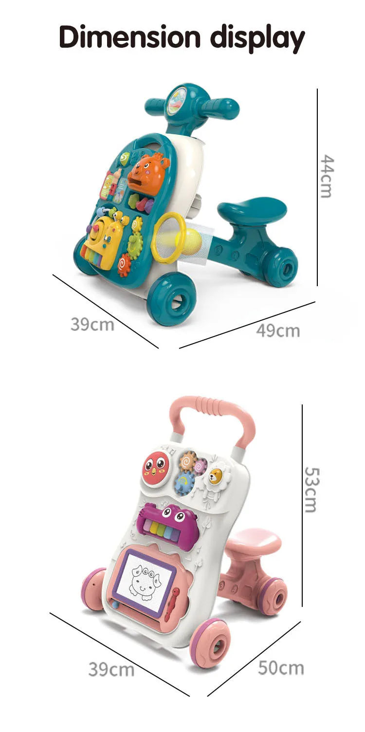 Baby Drag Walker with Wheel Kawaii Elephant Musical Toy Push Walking for Toddler Multifunction Activities Baby Toy 0-12 Months