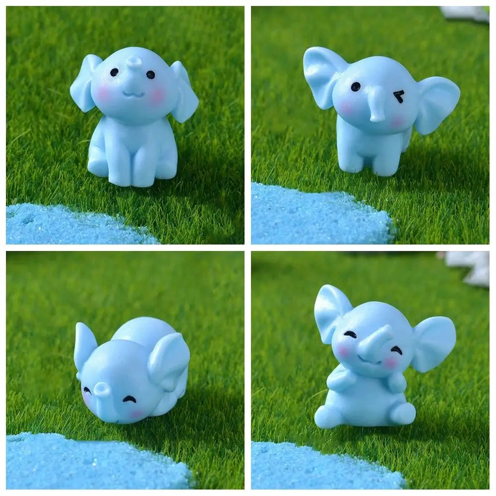 Cartoon Elephant Ornaments Creative Cute DIY Resin Animal Model 3D Elephant Micro Landscape Yard