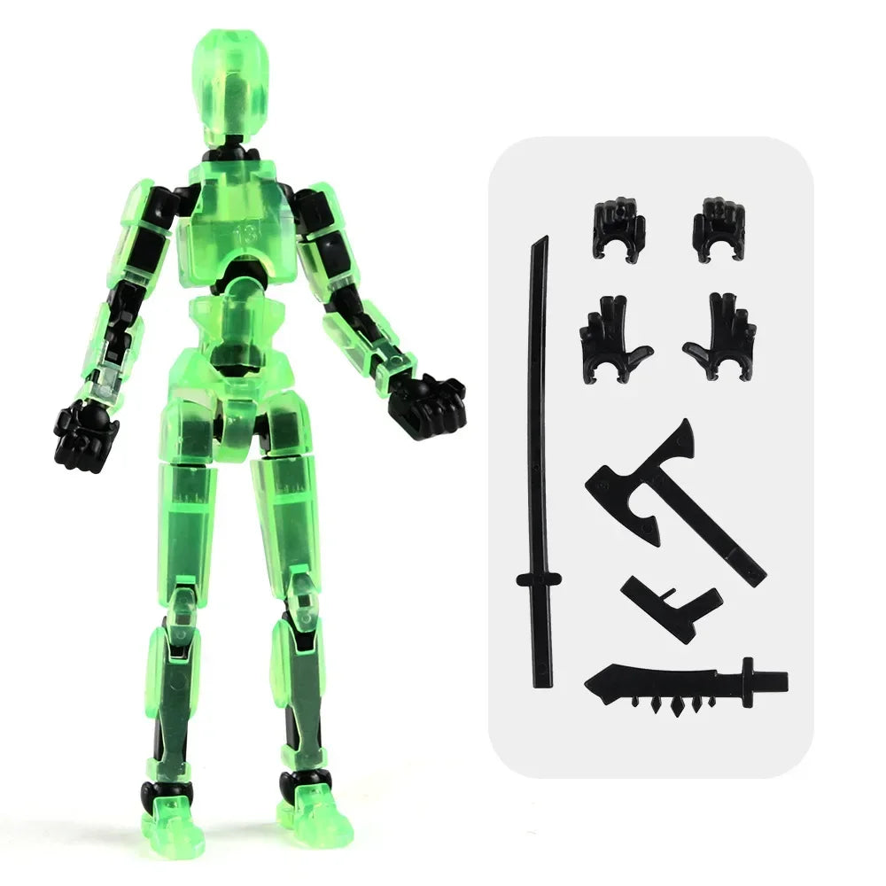 DIY Luminous T13 Multi-Jointed Movable Shapeshift Robot 3D Printed Mannequin Lucky robot and dog Action Figures Toys kids Gifts