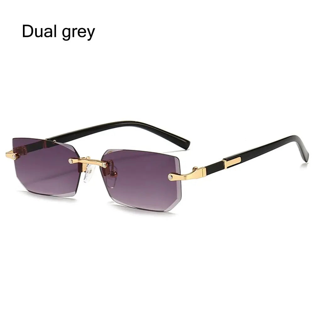 Rimless Sunglasses Rectangle Fashion Popular Women Men Shades Small Square Sun Glasses For Female male Summer Traveling Oculos