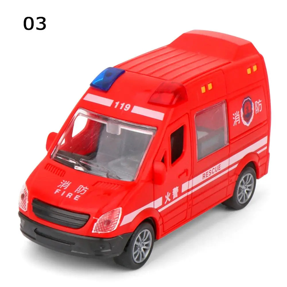 ABS Drop-resistant Police Car Fire Truck Ambulance Toy Smooth Surface Openable Door No Battery Required Coasting Model