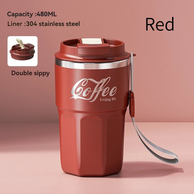 480ML Travel Coffee Mug Stainless Steel Thermal Mug Leakproof Tea Coffee Cup Car Vacuum Flasks Portable Insulated Bottles