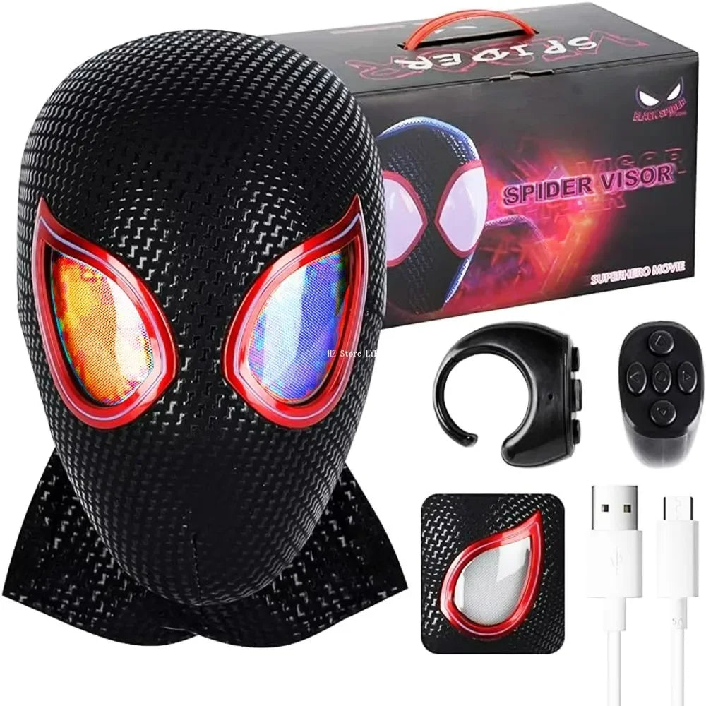 Marvel Mascara Miles Spiderman Headgear Cosplay Moving Eyes Electronic Mask Spider Man 1:1 Remote Control Toys for Adults Gift