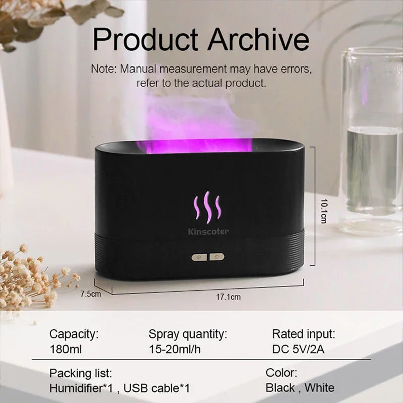 Aroma Diffuser Air Humidifier Manufacturer Cold Mist Ultrasonic Fogger Essential Oil Led Flame Lamp Diffuser