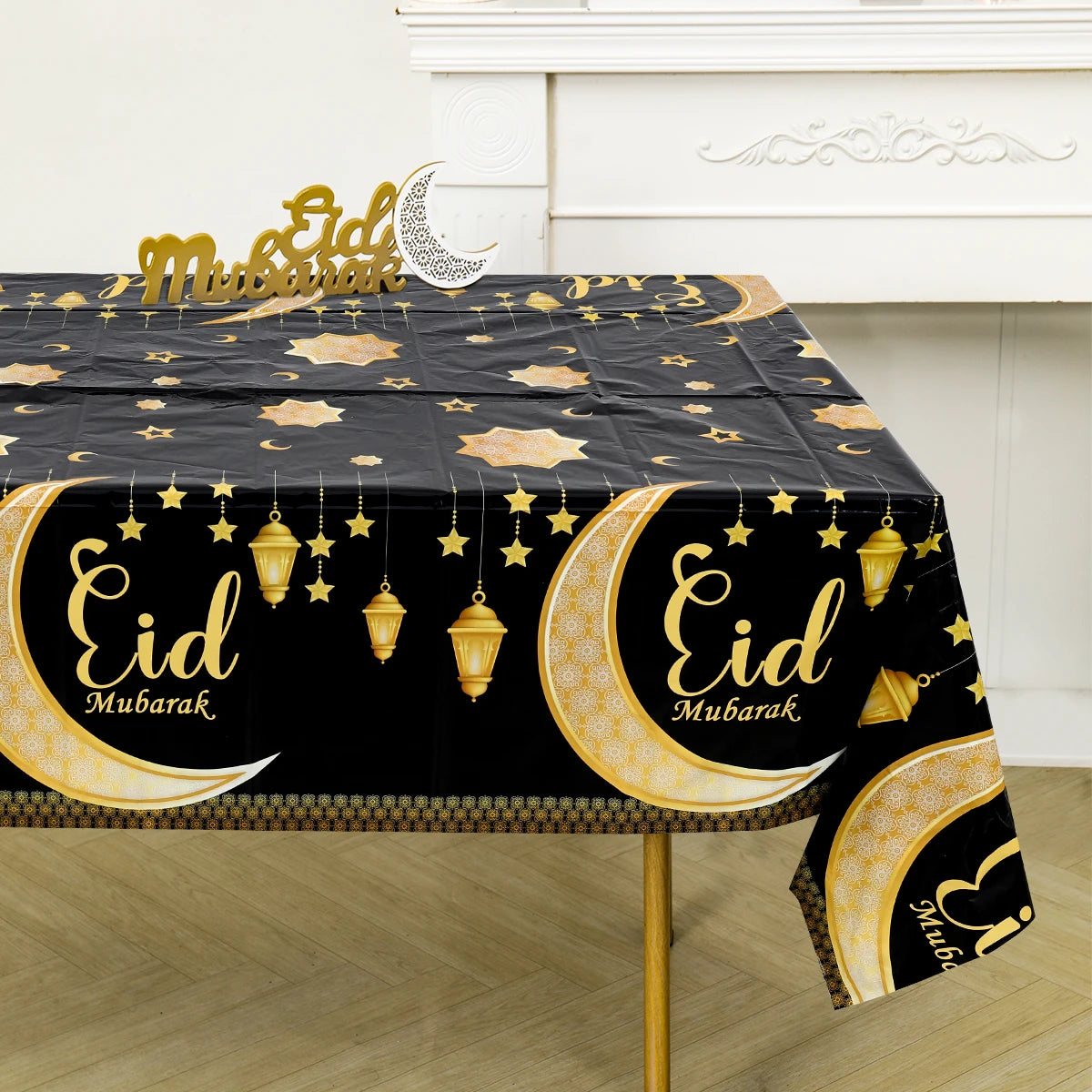 Eid Mubarak Star Moon Tablecloth Ramadan Kareem Decor for Home 2025 Islamic Muslim Party Eid Al Adha Supplies Castle Table Cover