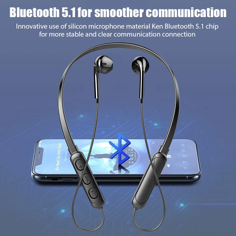 Wireless 9D Bluetooth Headset NeckHanging Stereo Noise Reduction Universal 5.0 Sports Headset Microphone