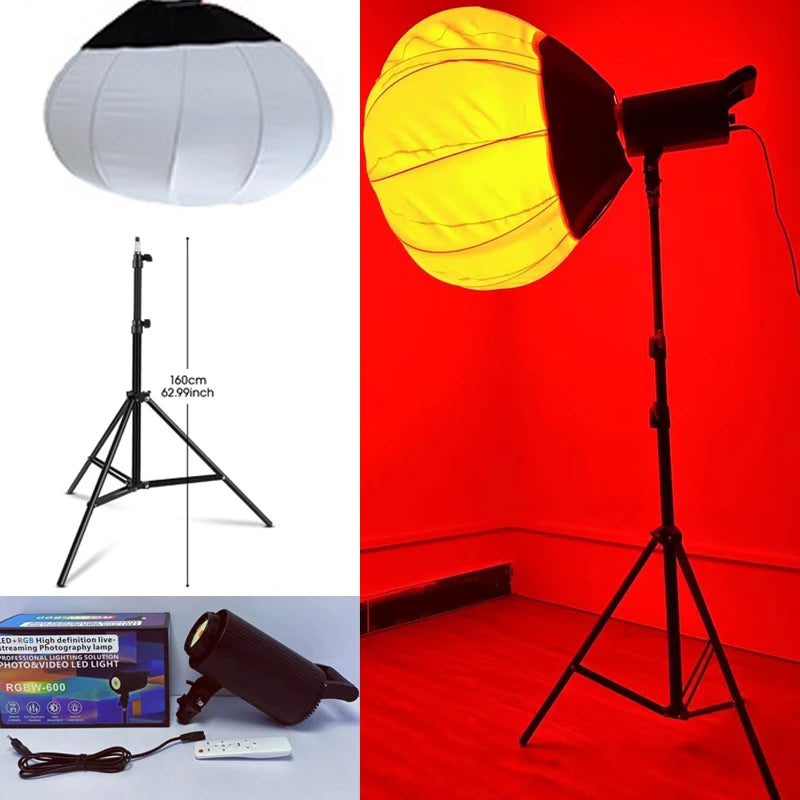 RGB Bowens Mount Softbox Remote Control 100W Lamp Globe Lantern Ball Diffuser Ring Soft Light ModifierFilm-Making Video Shoot