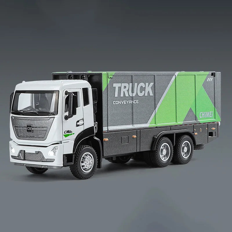 1/32 Wingspan Container Truck Model Toy Car Alloy Diecast 5 Doors Opened Simulation Vehicle Sound Light Toys Collection for Boys