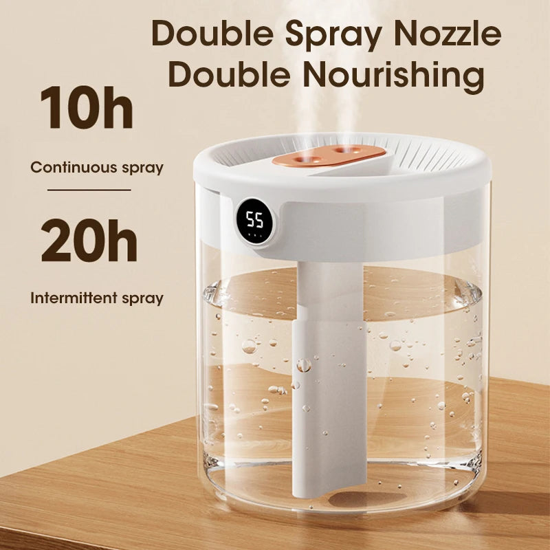 Niye Hotselling 2LDouble Nozzle Air Humidifier with LCD Humidity Display Large Capacity Aroma Essential Oil Diffuser for Bedroom