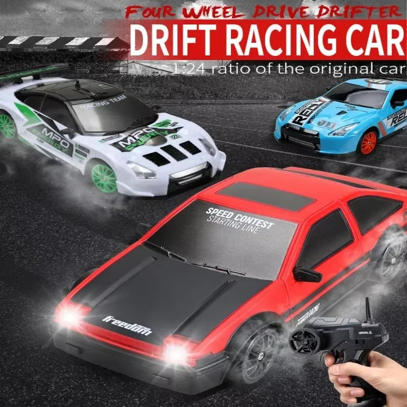 2.4G Professional High-Speed Drift Remote Control Car Super Cool AE86 GTR Model Four-Wheel Drive Racing Boy Christmas Gift Toys