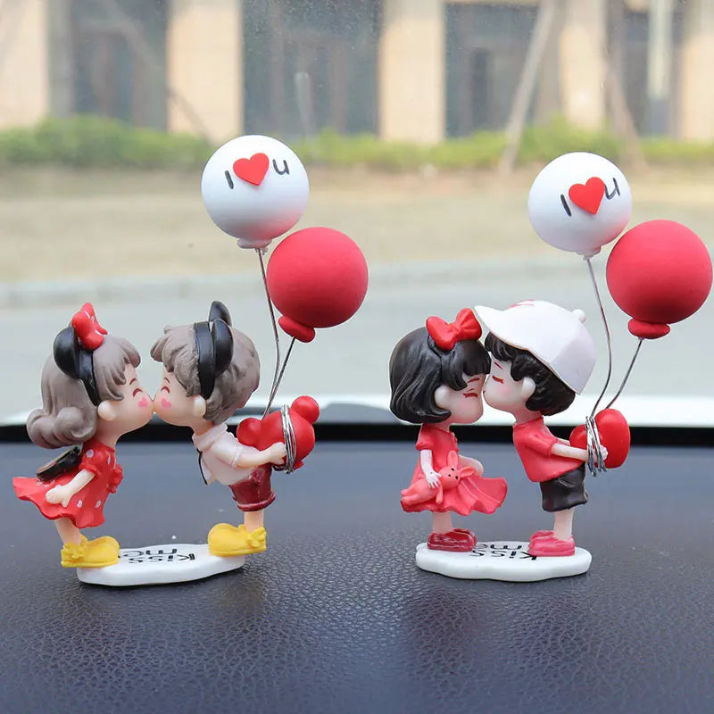 Cute Lovers In-vehicle 3D Ornament Valentine's Day Gift Desktop Home Decor Resin Couples Figurine Decoration Office Bedroom