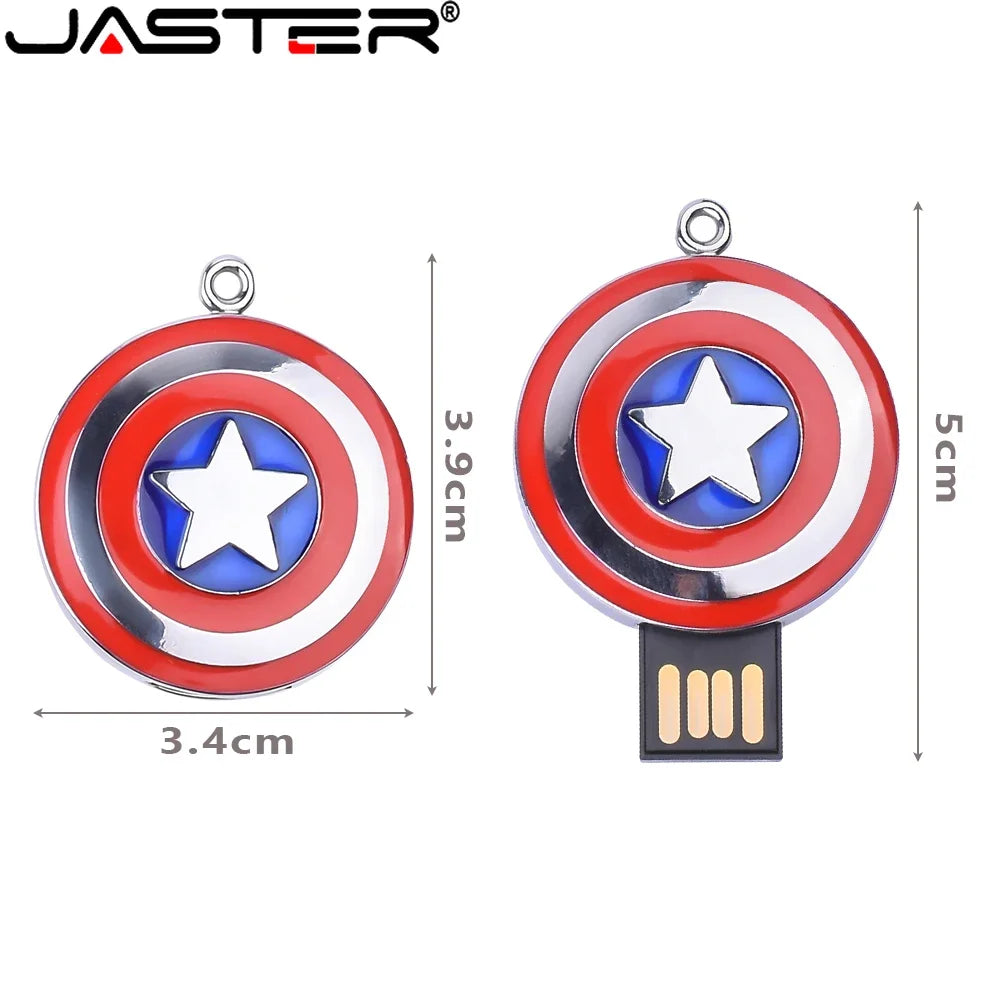 JASTER Metal Head LED Lamp USB Flash Drives 64GB Waterproof USB Stick 32GB U Disk 16GB Metal Memory Stick 8GB U Disk Gifts