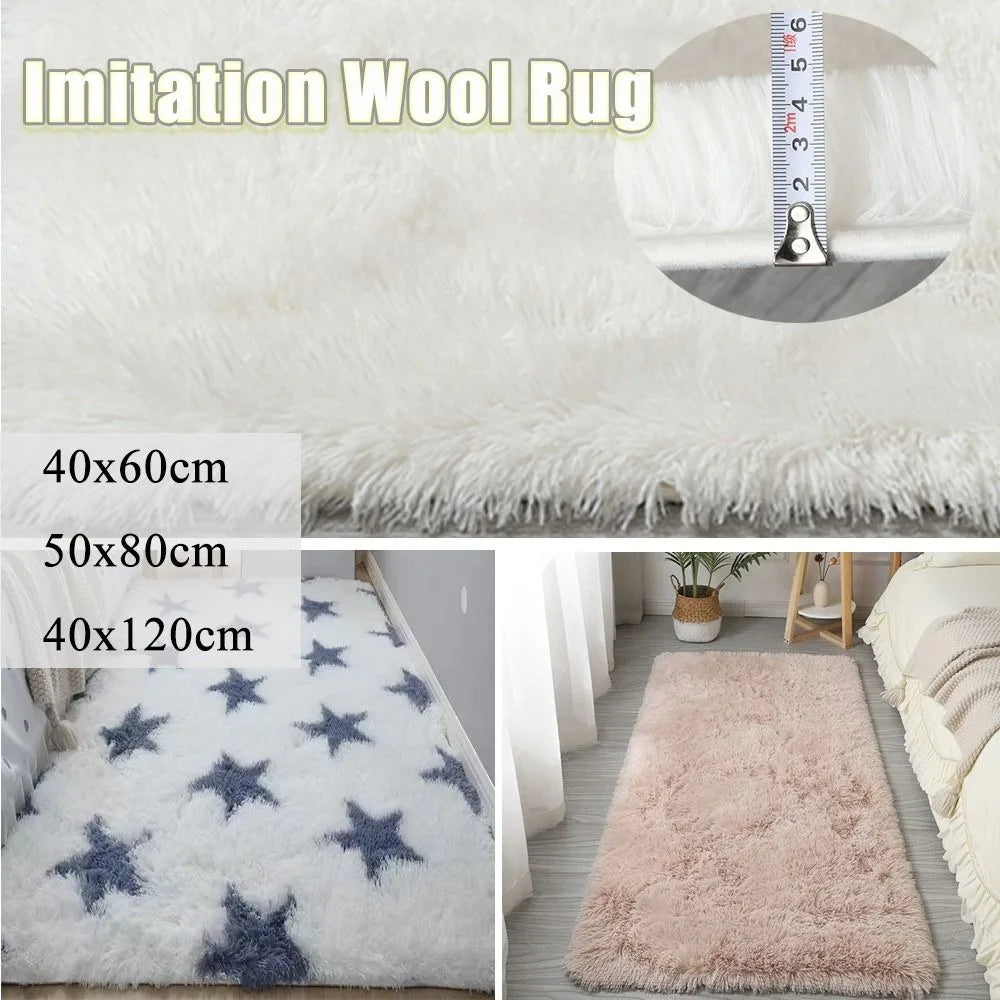 New Non Slip Imitation Wool Bedside Rugs Non Slip Floor Protection Sofa Cushion Washable Long Hair Carpet Home Decor