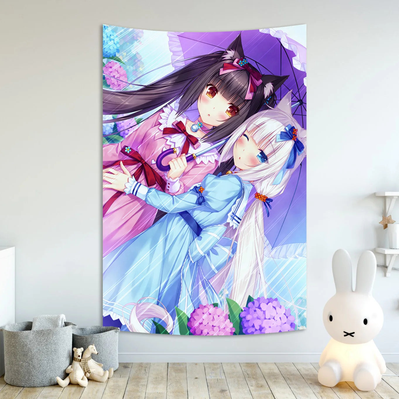 Anime Nekoparas Wall Tapestry Kawaii Background Cloth Wall Decoration Psychedelic Girls' Dormitory Pink Room Banner