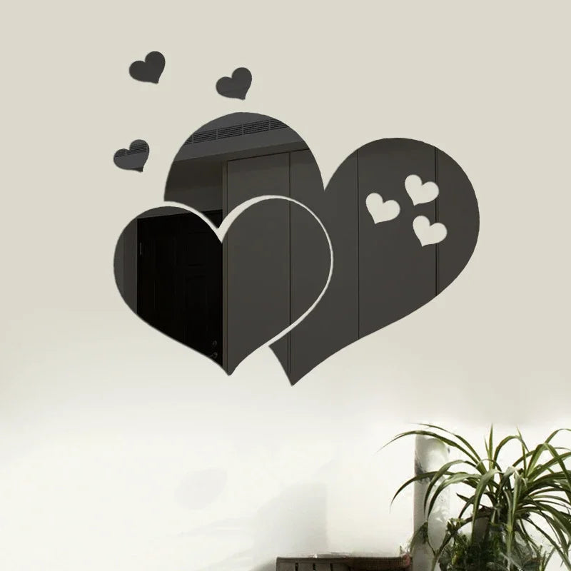 3D Love Heart Acrylic Mirror Wall Stickers DIY Wall Table Stickers for Living Room Home Decoration Accessories Wall Decal Mural