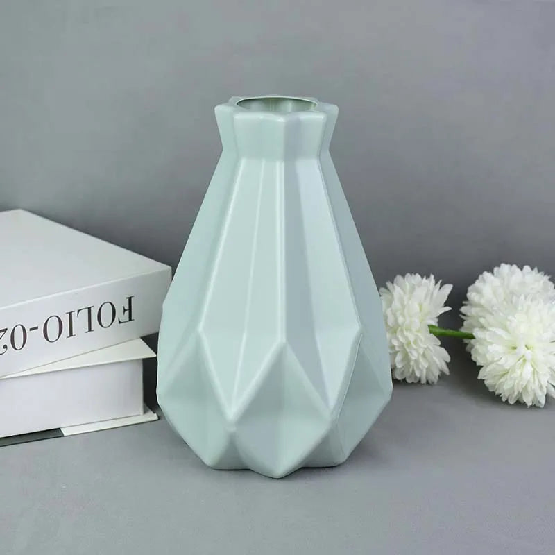 Modern Flower Vase White Pink Blue Plastic Vase Flower Pot Basket Nordic Home Living Room Decoration Ornament Flower Arrangement