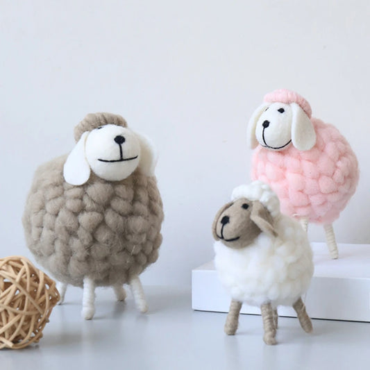 Cartoon Sheep Wool Felt Lamb Mini Table Ornament  For Home Furnishings Desktop Decor Birthday Party Festival Gift