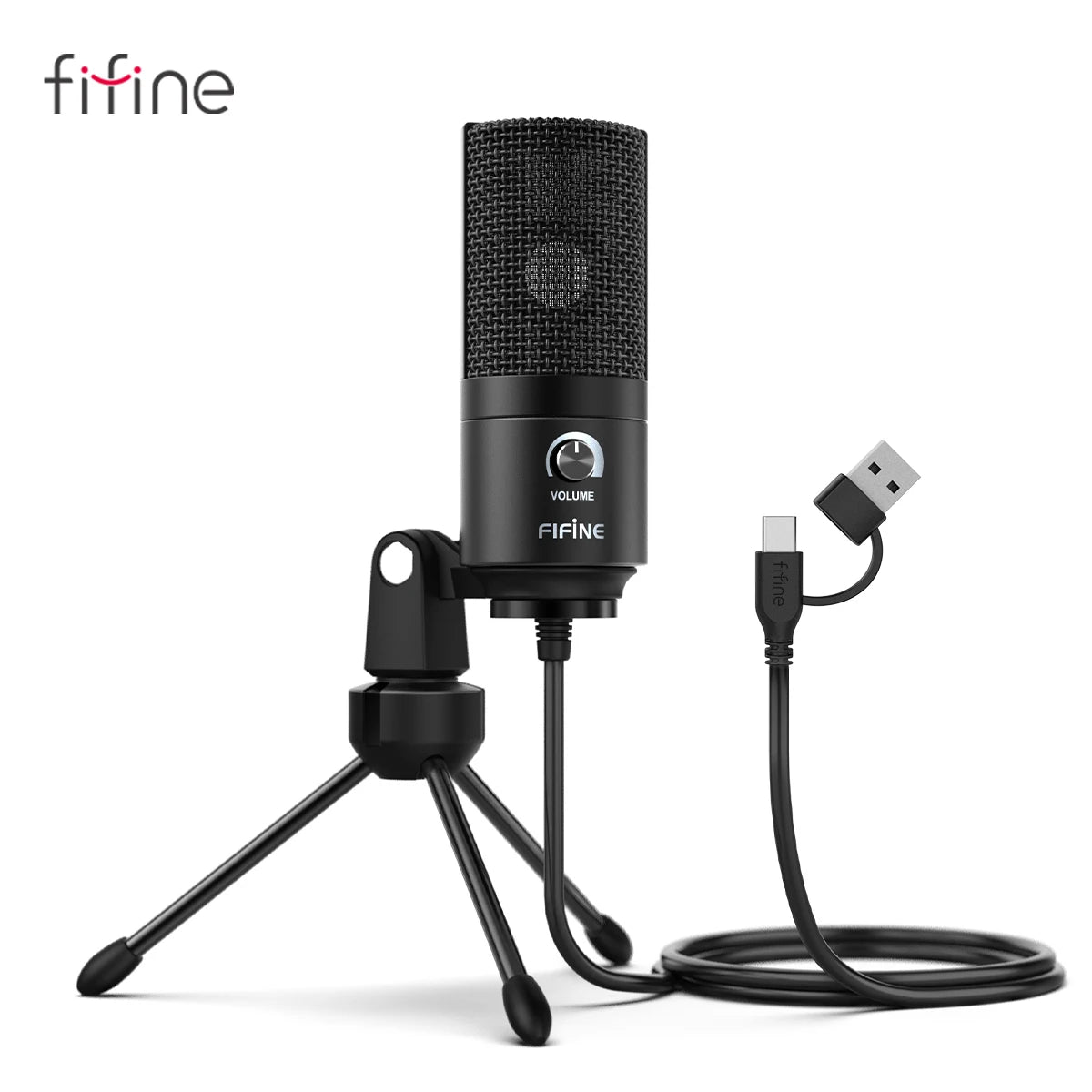 FIFINE USB Condenser Microphone with Gain Knob,Metal Recording Mic for Home Studio,Podcasting,Voice-over,Laptop,Windows -K669