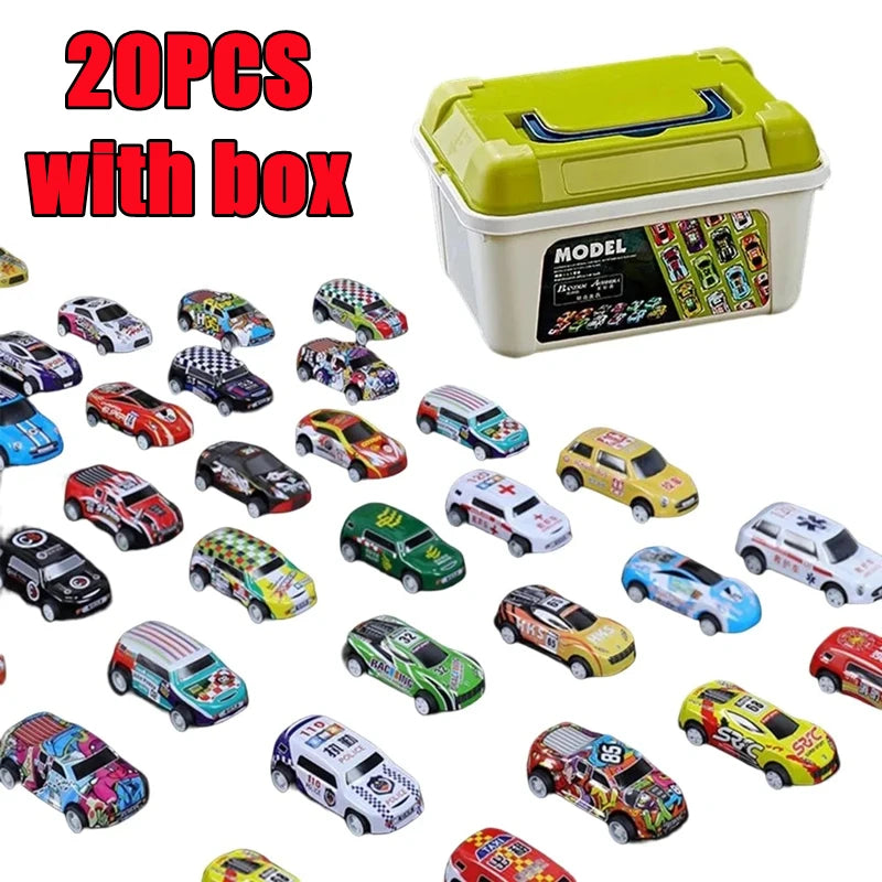 New 50-10PCS Mini Alloy Car Model Set with Storage Box Diecast Cars Toys for Boys Sliding Inertia Vehicle Children Toy Kit Gifts