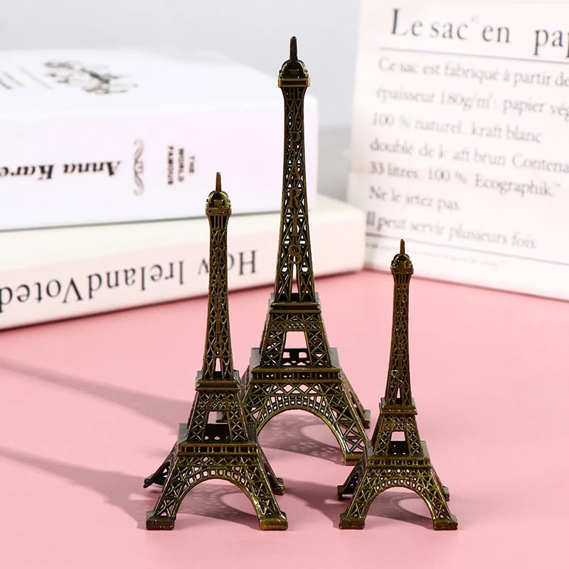 2024  Retro Paris Eiffel Tower Model Home Desk Bronze Metal Statue Figurine Decor Model Miniatures Travel Souvenirs Decorations