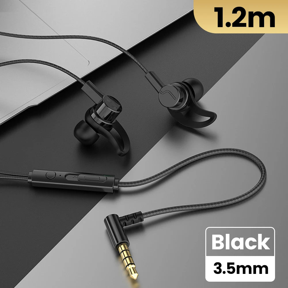 OLAF Earphones Wired Earbuds In Ear 3.5mm/Type-C 90 Degree Elbow Plug Headphones With Mic Headset Gamer Sports For Mobile Phones