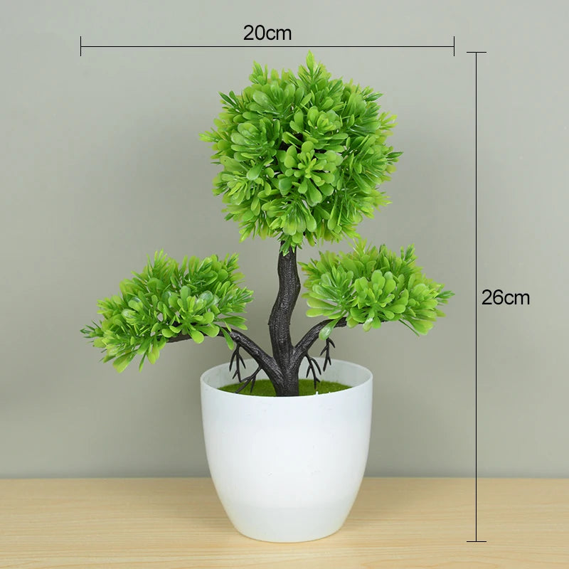 Artificial Plants Potted Green Bonsai Small Tree Grass Plants Pot Ornament Fake Flowers for Home Garden Decoration Wedding Party