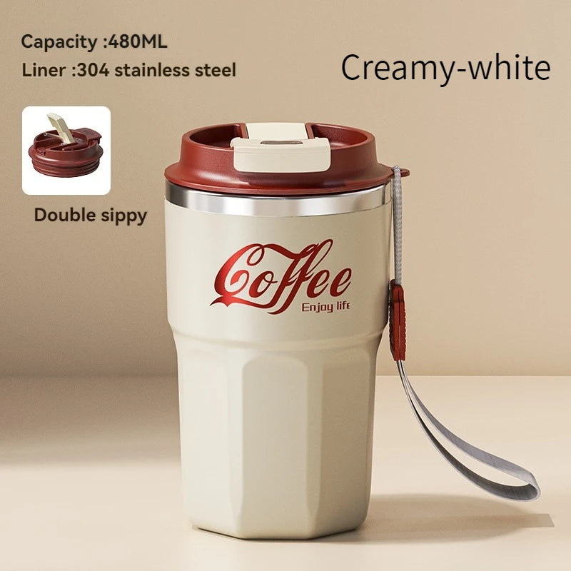 480ML Travel Coffee Mug Stainless Steel Thermal Mug Leakproof Tea Coffee Cup Car Vacuum Flasks Portable Insulated Bottles